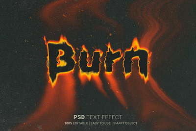 Burn Photoshop Text Effect design digital editable effect graphic design illustration mockup photoshop photoshop text psd psd etmplate text effect