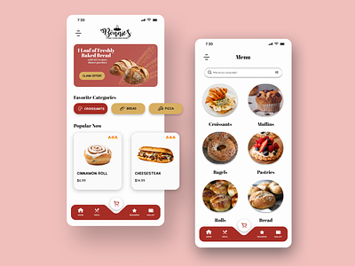 Bakery Food Delivery App UX UI Design app design branding design e wallet food app food cart ui graphic design illustrator iphone logo mobile app mobile cart typography ui ux vector wallet