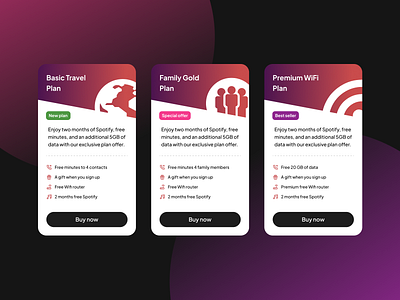 Mobile plans cards design graphic design mobile ui ux