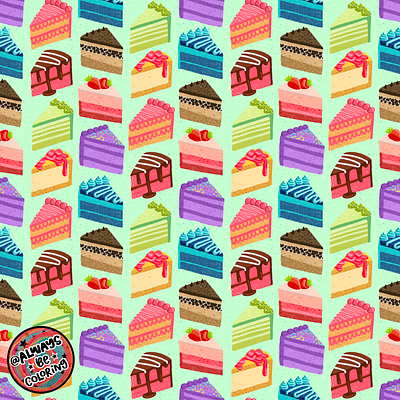 Delicious Cakes Pattern 2 alwaysbecoloring cake design dessert fabric graphic design illustration pattern pattern design procreate seamless pattern surface pattern design