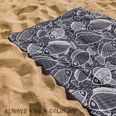 Fish Linocut Pattern Mockup alwaysbecoloring design graphic design illustration pattern pattern design procreate