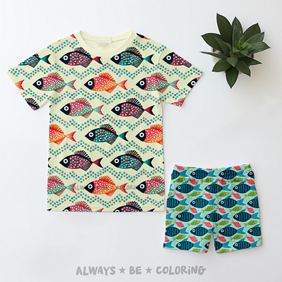 Fish Patterns Mockup alwaysbecoloring design graphic design illustration pattern pattern design procreate