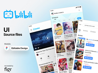 Make Bilibili UI your own android anime app design branding design editable figma figma editable free ios kit landing apge mobile app product streaming app template ui ui kit ui ux website