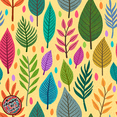 Leaves Pattern alwaysbecoloring design fabric graphic design illustration leaves pattern pattern design procreate seamless pattern surface pattern design