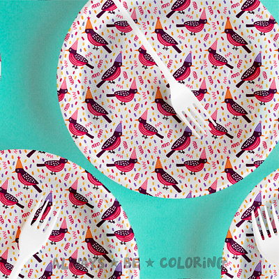 Happy BirdDay Pattern Mockup alwaysbecoloring design graphic design illustration pattern pattern design procreate