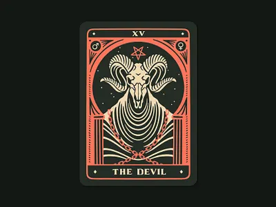 The Devil coral dark green design devil green illustration procreate tarot tarot card the devil