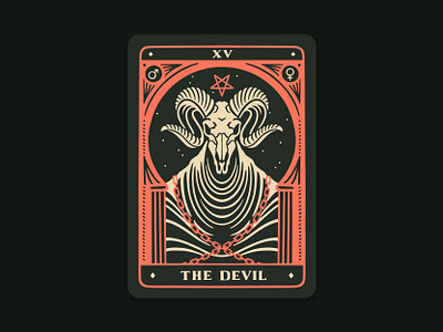 The Devil coral dark green design devil green illustration procreate tarot tarot card the devil