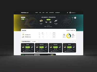 Moneyline — Sports Betting Marketplace Website Design animation baseball basketball football gambling hockey homepage landing page platform sports sports betting sports picks sports teams ui ux web app web design website