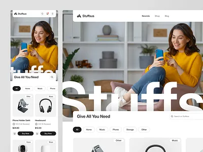 Stuffsus - Home Stuff E Commmerce (Responsive) design e commerce ecommerce electronic home home things landing page marketplace online store responsive shop shopify shoppping store ui ux web web design web design. website