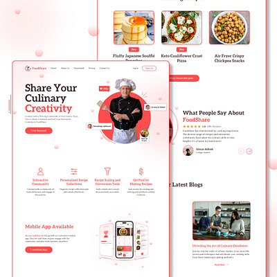 FoodShare collaborative community cooking food landing page recipe recipes share social media website