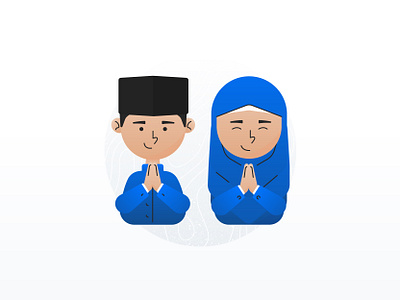 Moslem Avatar Illustration asian avatar cartoon character cheerful cute female hijab illustration isra miraj male man moslem muslim people person portrait woman