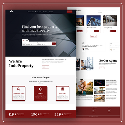 Indo Property - Real Estate's Landing Page house landing page porperty real estate real estate landing page red ui ui design ui ux ui ux design web design website website design