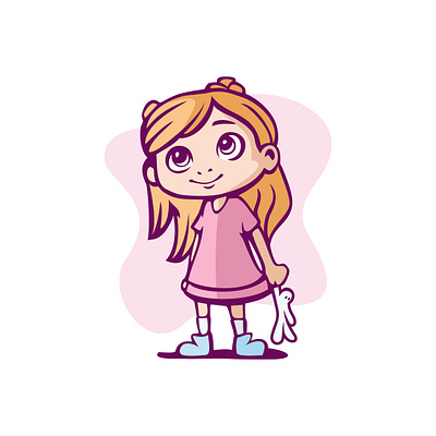 Cute Little Girl Holding Doll Illustration adorable animation cuddly darling delightful design doll dollhouse drawing gentle illustration imaginative innocent joyful loving playful playtime sweet vector wholesome