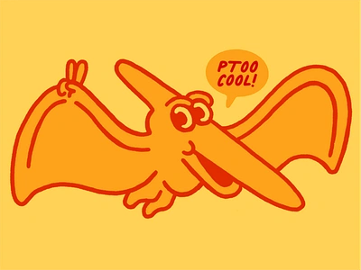 Pterrance is Ptoo Cool dinosaur illustration riso