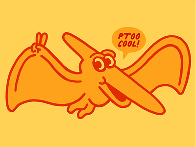 Pterrance is Ptoo Cool dinosaur illustration riso