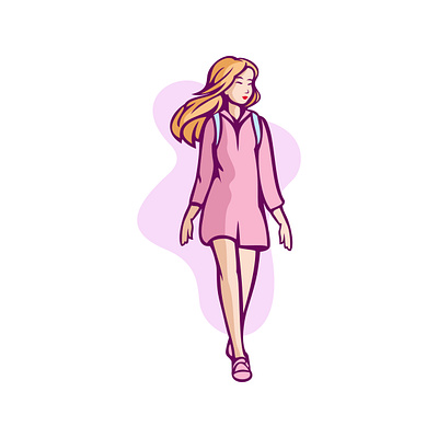 Beautiful Woman Walking Illustration casual charm confidence contemplative design drawing effortless elegance fashionable glamorous graceful illustration poise radiant serenity sidewalk stride striking stroll vector