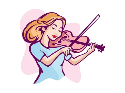 Beautiful Woman Playing Violin artistry celestial design drawing elegance ephemeral feminine glamorous graceful harmony illustration instrumental melodic musical poetic poise rhapsody serenity symphony vector