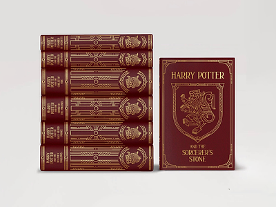 Harry Potter - Dust Jacket Collections art deco badge book book cover branding coat of arms cover book crest dust jacket editorial geometric gold harry potter illustration line lineart luxury minimal monoline pattern