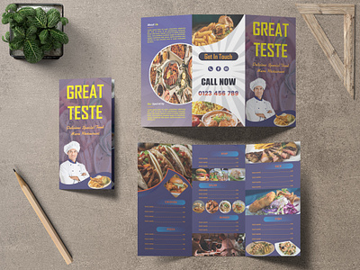 Restaurant Food Menu Tri Fold Brochure business design food manu tri fold bruchore graphic design minimal ist print restaurant brochure restaurant food manu restaurant tri fold brochure