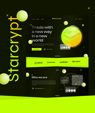 Starcrypt - a crypto trading website branding design figma freelancer graphic design landing page product design ui uiux designer ux web design
