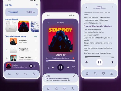 UI Music Player app apps design figma graphic design illustration interface mobile music project typography ui uiux user ux
