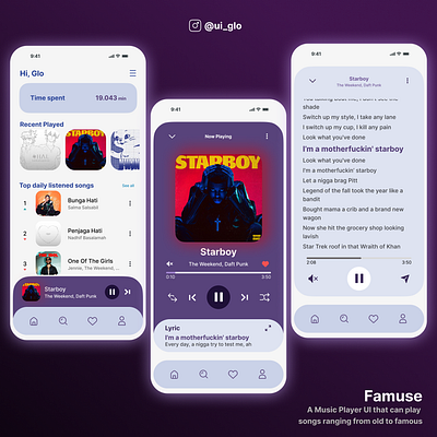 UI Music Player app apps design figma graphic design illustration interface mobile music project typography ui uiux user ux