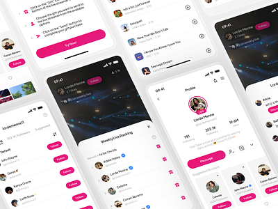 Social Media Live android app app design template clean design ios live live streaming media mobile mobile app mobile app design social social media social network story gram ui