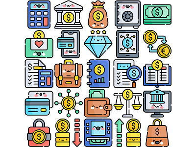 Finance Icons accountant audit bank digital finance icon illustration journal money vector wallet