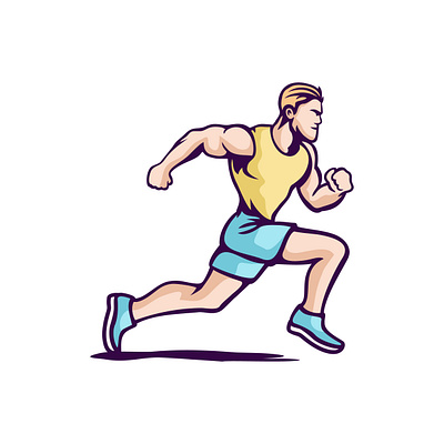 Male Running Illustration active athletic competition design determined drawing fitness health illustration jogging race runner speed sports sprinting stamina stride track vector victory