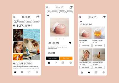 Beauty Products Shopping App app appdesign beauty design mobile designs mobileapp onlineshopping responsive designs ui uiux