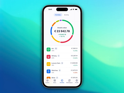 Splint Invest iOS investing app - Prototype demo chart dashboard donut chart fintech app insights interaction design investing app investment app ios app ios design iphone app mobile app portfolio product design prototyping report splint invest ui design ux design wealth app