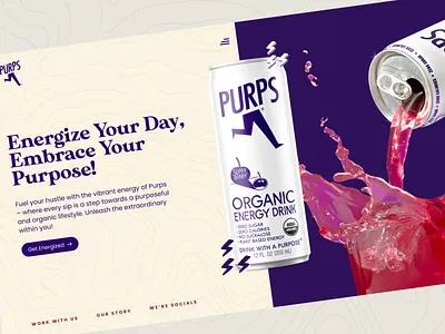 Purps Energy Drink Redesign Concept 3d best shot branding design graphic design illustration logo ui uiux userexperience userinterface ux