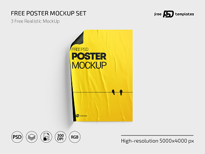 3 Free Poster PSD Mockups Templates design flyer flyer design free freebie photoshop poster poster design poster mockup psd template templates