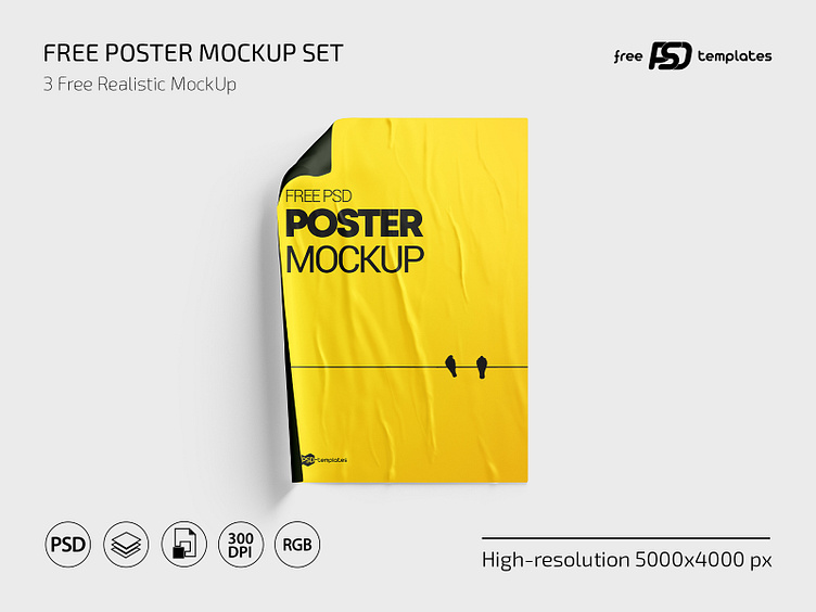 3 Free Poster PSD Mockups Templates by Free PSD Templates on Dribbble