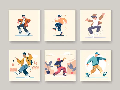 Big set of young people dancing to Hip Hop. branding