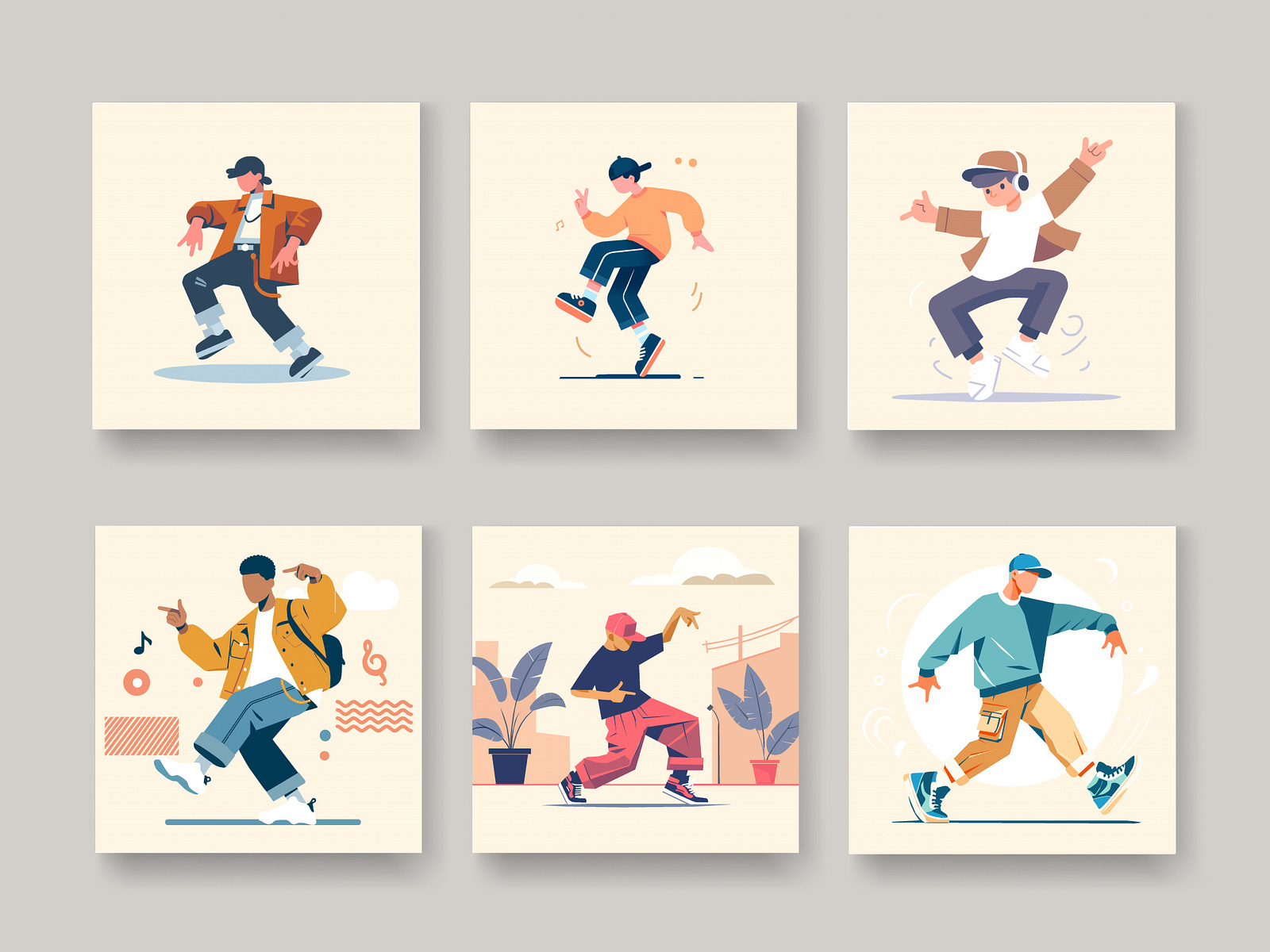 Big set of young people dancing to Hip Hop. by vytautas on Dribbble