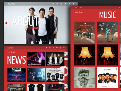 Band Website - NOAH #004 band branding concert discography indonesia landing page music ui ux web website website design