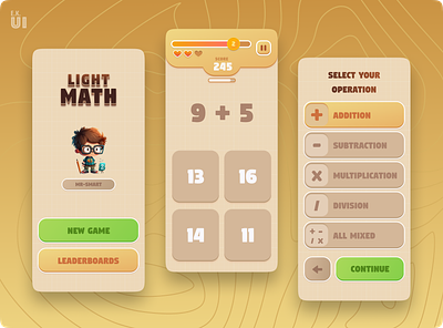 Math game UI design ekui game math mobile ui ux