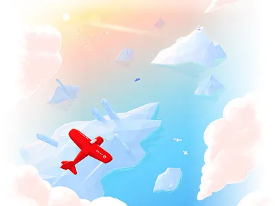 Solsten: Branding & Website aeroplane airplane antarctica arctic branding clouds color colour flying geometric glaciers icebergs illustration low poly sunrise sunset vector visual identity web design website