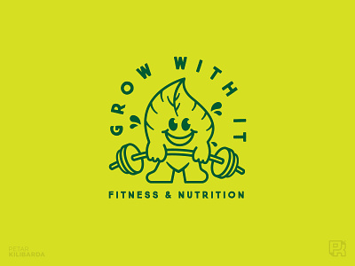 Grow with it fitness growth gym health leaf mascot nutrition workout