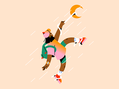 Magical journey 🌙 active backpack character character design colors fun character girl gradient happy illustration illustration 2d journey leasure minimal art moon space sport trip vector art web illustration