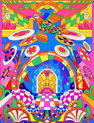colorful poster art artwork cubisme dessign dessin editorial fashion geometric gigposter graphic design horoscope illustration old school pattern procreate psychedelic yoaz
