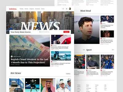 Infolens - News Home Page clean design information landing page news news web news web design news website ui ui design ux web design