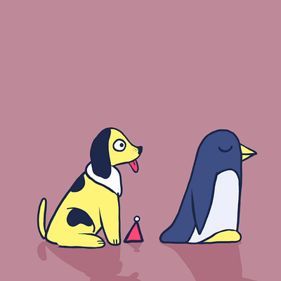 Dog and penguin friendship 2d character animation characterdesign illustration