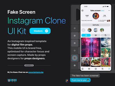 Fake Screen - Instagram Clone UI Kit 🕵🏼‍♀️ digital props fake screen figma mobile template motion graphics ui kit variables