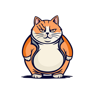 Funny Fat Cat Illustration adorable amusing cat chubby comical content curious design drawing entertaining fat funny gleeful hilarious illustration playful round sassy smiling vector