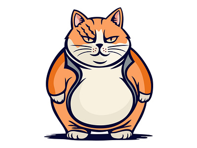 Funny Fat Cat Illustration adorable amusing cat chubby comical content curious design drawing entertaining fat funny gleeful hilarious illustration playful round sassy smiling vector