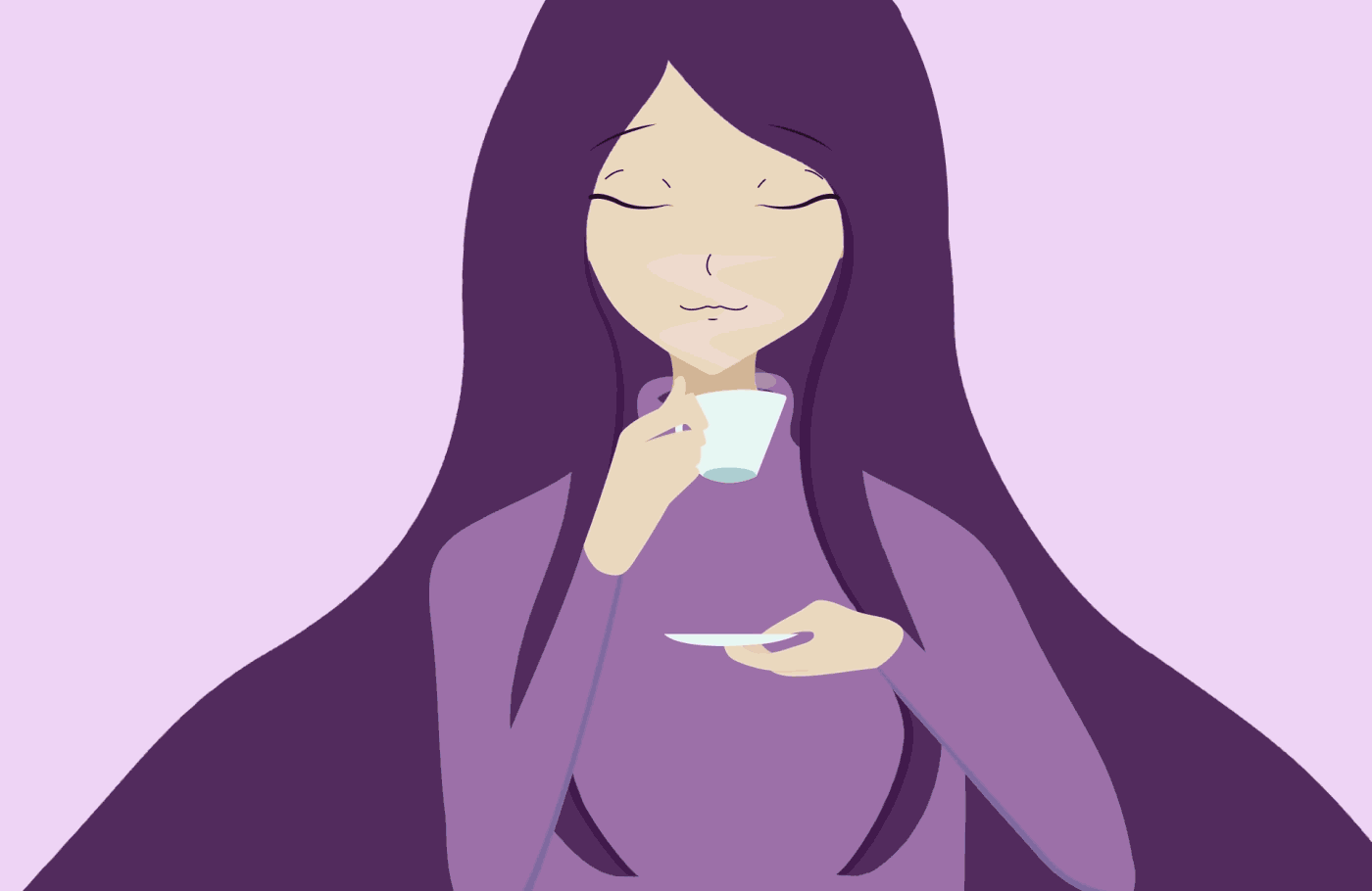 Girl took tea animation calm cup of tea motion graphics