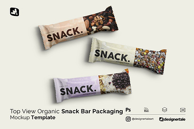 Organic Snack Bar Packaging Mockup branding mockup label design mockup mockup template organic packaging mockup packaging mockup photoshop mockup snack bar mockup top view mockup
