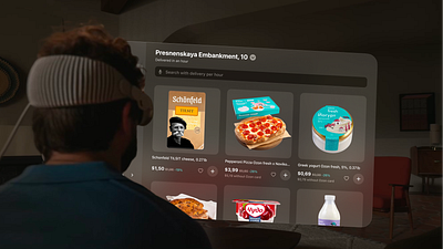 Marketplace Ozon on Apple Vision Pro apple clean delivery e commerce foodstuffs interface marketplace minimal minimalistic mixed reality online store ozon product design spatial design ui ux vision pro vision pro app xr